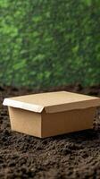 Sustainable Eco-Friendly Food Packaging on Soil photo