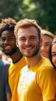 Group of diverse people smiling together photo