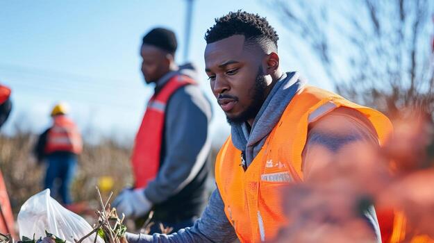 Community Volunteers Working Together to Clean Up the Environment photo