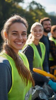 Happy Volunteers Working Together for a Cleaner Environment photo