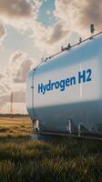 Hydrogen H2 Tank in a Field - Sustainable Energy photo