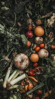 A Bountiful Compost Pile of Fresh, Organic Produce photo