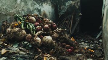 A Pile of Rotten Vegetables in a Compost Heap photo