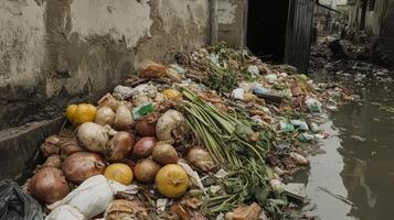 Urban Waste Overflowing into River A Social Issue photo