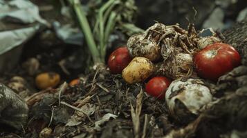 Compost Pile with Vegetables and Fruits photo