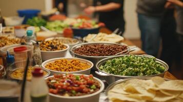 Delicious Food Buffet with Variety of Dishes photo