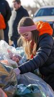 Young Volunteer Sorting Donations - Community Support photo