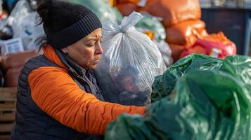 Dedicated Recycler Sorting Waste photo