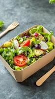 Fresh and Flavorful Vegetable Salad in a Sustainable Box photo