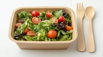 Fresh and Healthy Salad in Eco-Friendly Paper Bowl photo