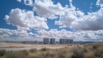 Vast Industrial Tanks Under a Dramatic Sky photo