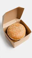 Savory Burger in a Cardboard Box - Perfect Quick Meal photo