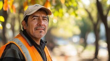Portrait of a Dedicated Worker in a Cityscape photo