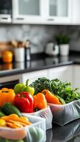 Colorful Fresh Produce in Kitchen Storage Containers photo