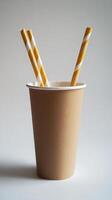Striped Paper Cup and Straws - Sustainable Beverage Essentials photo