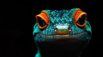 Vibrant Gecko's Eye-Catching Head Close Up photo