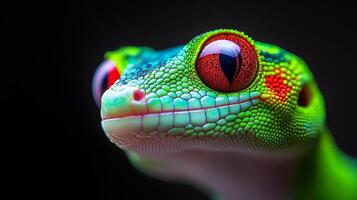 Close-up of a Colorful Gecko with Vivid Colors photo