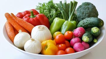 Colorful Assortment of Fresh Vegetables in a Bowl photo