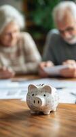 Saving for the future Elderly couple planning finances photo