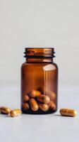 Brown Bottle Filled with Nutritional Supplements photo