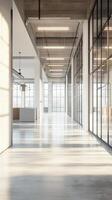 Modern Empty Office Corridor with Large Windows photo