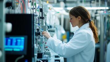 Focused Scientist Working on Advanced Laboratory Equipment photo