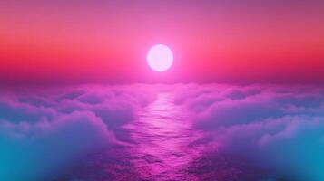 Abstract pink and blue seascape photo