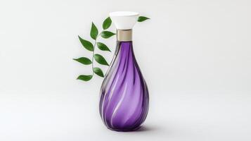 Elegant Purple Glass Bottle with Leaves photo