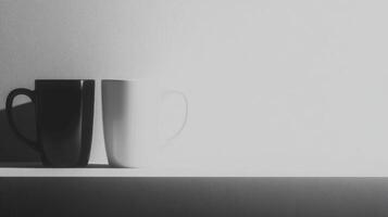 Contrast of dark and light cups in soft lighting photo