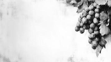 Grapes bunch with leaves on textured white background photo