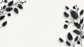 Black decorative branches on white photo