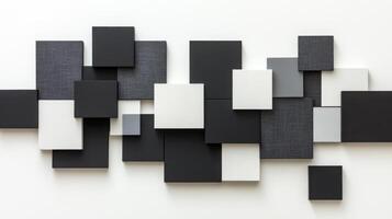 Monochrome Geometric Wall Art With Textured Square Elements photo