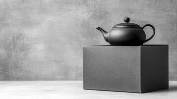 Black Ceramic Teapot Still Life photo