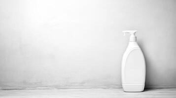 Minimalist Cosmetic Bottle Against Light Wall photo