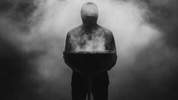 Steaming Cauldron Silhouette in Smoke photo