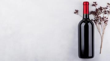 Red Wine Bottle and Dry Flora photo
