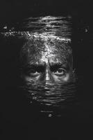 Submerged Man Intense Eyes photo