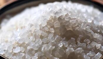 Natural Sea Salt Displayed in a Close-Up View Showcasing Its Crystalline Texture and Purity photo