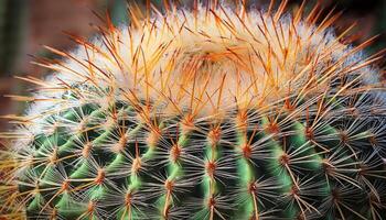Close-up View of a Vibrant Cactus Displaying Intricate Spines and a Unique Texture in a Desert Habitat Under Bright Sunlight photo