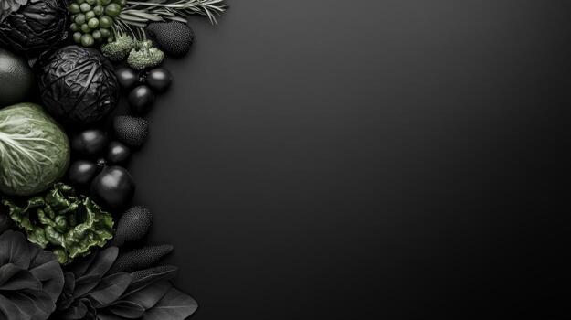 Dark Vegetables and Cones Border photo