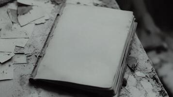 Old Book on Crumbling Surface photo