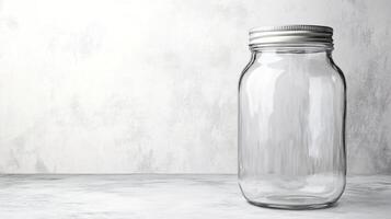 Transparent Glass Jar with Metal Lid photo