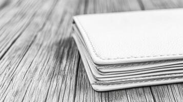 Elegant White Leather Wallet Close Up photo