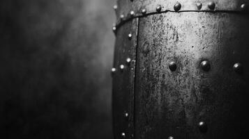 A Metal Barrel with Rivets on a Dark Background photo
