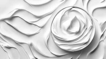 Swirled White Cream Texture in Bowl Close up Detail photo
