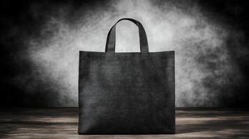 Eco Friendly Black Burlap Bag on Dark Surface photo