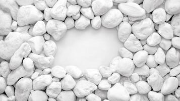 White Pebble Frame on Light Background Texture photo