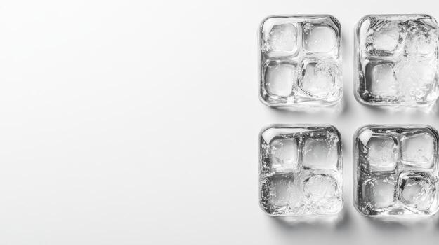 Four Ice Cube Trays on Bright White Surface photo
