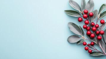 Sprig of mistletoe with red berries for Christmas photo