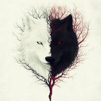 Balance of Light and Shadow in Two Wolves photo